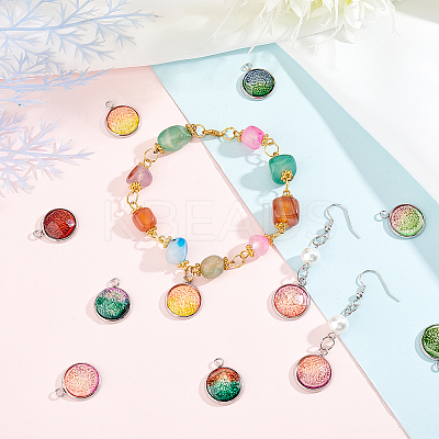 36Pcs 9 Colors Printed Resin Pendants FIND-DC0001-22-1