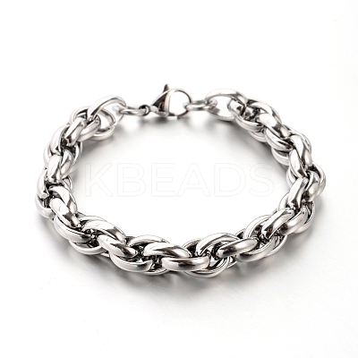Tarnish Resistant 304 Stainless Steel Rope Chain Bracelets STAS-M175-05P-A-1