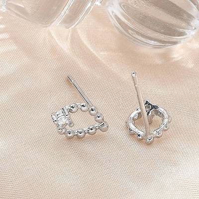 Brass Glass Stud Earrings EJEW-Q014-22P-1
