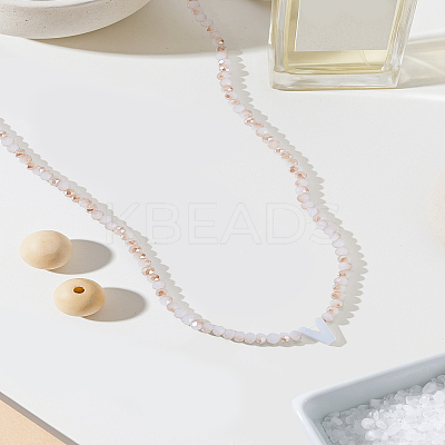1Pc Glass Rondelle Beaded Necklaces NJEW-LP0007-23V-1