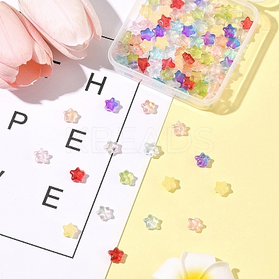 120Pcs 9 Colors Transparent Spray Painted Glass Beads GLAA-FS0002-13-1