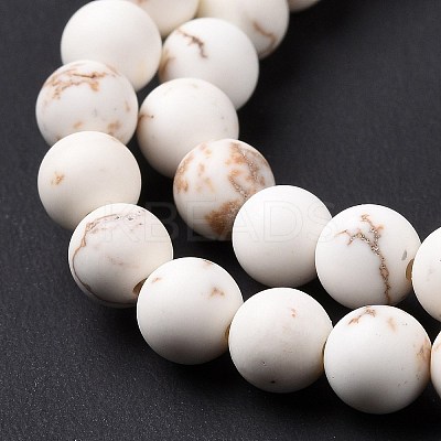 Natural Magnesite Round Bead Strands G-L358-6mm-02-1