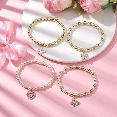 4Pcs 4 Styles Glass & Synthetic Hematite Stretch Bracelets Set BJEW-JB10141-1