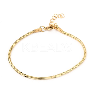1Pc Unisex 304 Stainless Steel Round Snake Chain Bracelets BJEW-DJ0001-70-1
