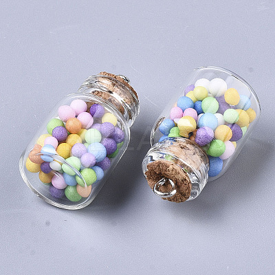 Glass Wishing Bottle Pendant Decorations X-GLAA-N037-01A-1