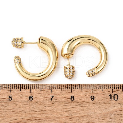 Brass Micro Pave Cubic Zirconia C-Shaped Stud Earrings EJEW-B153-05G-1