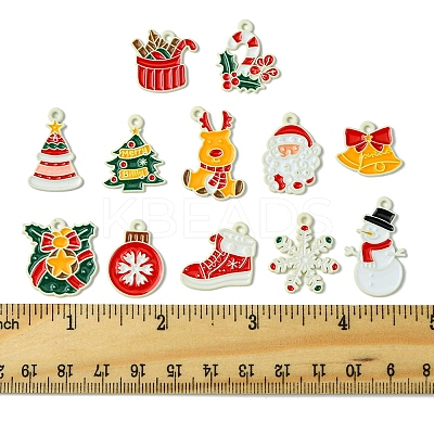 24Pcs 12 Styles Christmas Theme Spray Painted Alloy Enamel Pendants ENAM-FS0002-19P-1
