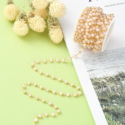 Handmade Glass Faceted Rondelle Beaded Chains CHC-CJ0001-73-1