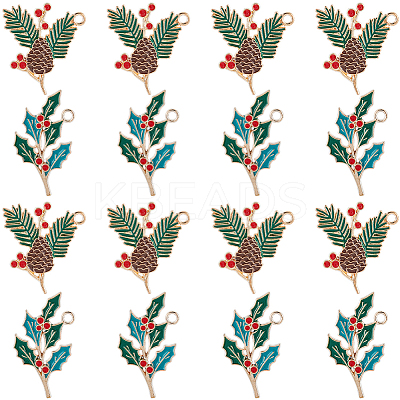 28Pcs 2 Styles Golden Plated Christmas Alloy Enamel Pendants ENAM-SC0005-83-1