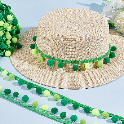6.5 Yards Gradient Color Polyester Pom Pom Ball Tassel Ribbons DIY-GA0006-95C-1