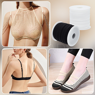 20M 2 Colors Flat Nylon Elastic Cords with Wavy Edge OCOR-FG0002-44-1