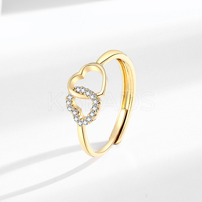 Brass Micro Pave Cubic Zirconia Adjustable Finger Rings for Women RJEW-C132-07G-1
