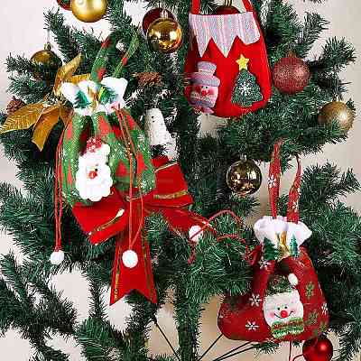 7Pcs 7 Style Christmas Non-woven Fabrics Candy Bags Decorations ABAG-SZ0001-16-1