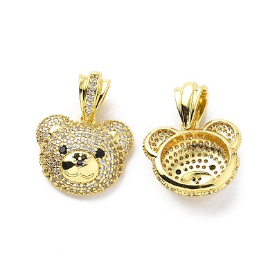 Clear & Black Cubic Zirconia Pendants KK-G446-10G-1