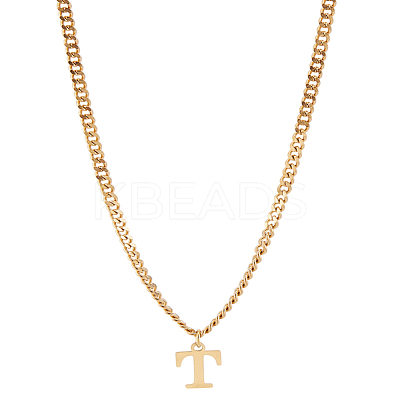 1Pc 304 Stainless Steel Letter Pendant Necklaces NJEW-LP0001-33T-G-1