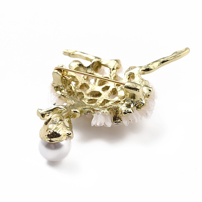 Ballerina Alloy Brooch with Resin Pearl JEWB-O009-20-1