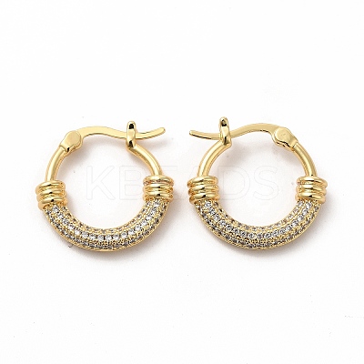 Clear Cubic Zirconia Hoop Earrings EJEW-A095-06G-1