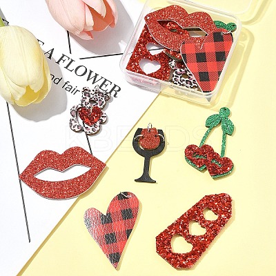 12Pcs 6 Styles PU Leather Big Pendants FIND-FS0003-74-1