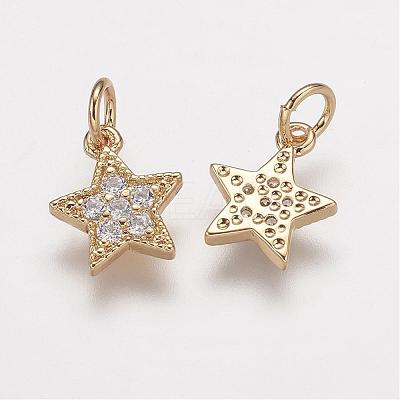 Brass Micro Pave Grade AAA Cubic Zirconia Charms ZIRC-K059-13G-NR-1