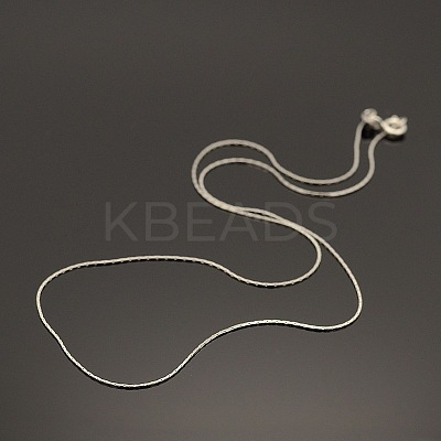 Anti-Tarnish Rhodium Plated 925 Sterling Silver Boston Link Chain Necklaces X-STER-E033-56-1