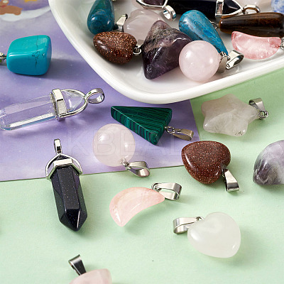 Natural & Synthetic Mixed Gemstone Pendants G-TA0001-21-1