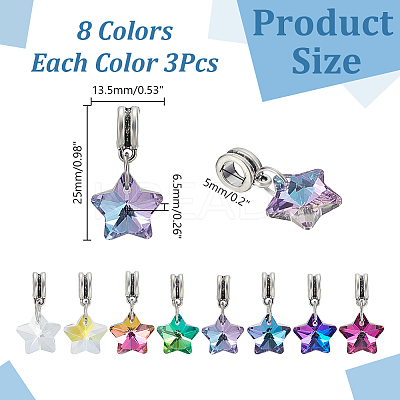 24Pcs 8 Styles AB Color Transparent Glass European Dangle Charms PALLOY-AR00050-1