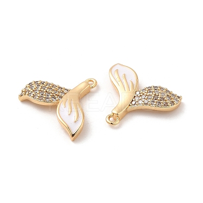 Brass with Clear Cubic Zirconia Enamel Charms KK-F860-57G-1