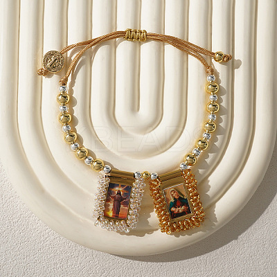 Adjustable Jesus & Virgin Mary Charm Cord Bracelets KQ6530-1