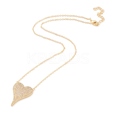 Brass Micro Pave Cubic Zirconia Heart Pendant Necklaces NJEW-Z003-01D-1