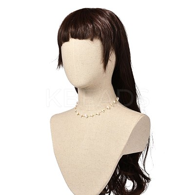 Natural White Moonstone Chip Beaded Necklace for Girl Women NJEW-JN03708-02-1
