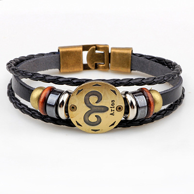 Braided Leather Cord Retro Multi-strand Bracelets BJEW-L616-20A-1