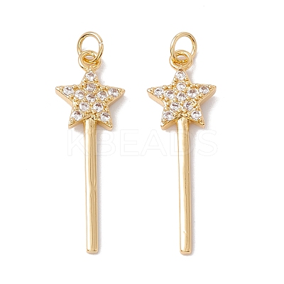 Rack Plating Brass Micro Pave Clear Cubic Zirconia Pendants ZIRC-C040-36G-1