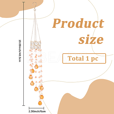 Flower Round Glass Beads Tassel Hanging Suncatchers for Window Garden Outdoor Decoration HJEW-WH20020-007A-1