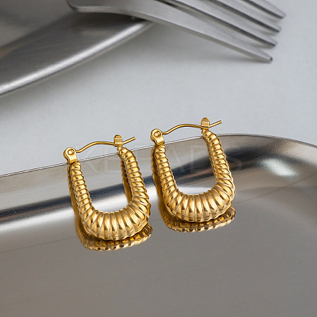 Textured 304 Stainless Steel Hoop Earrings for Women ZR7254-1