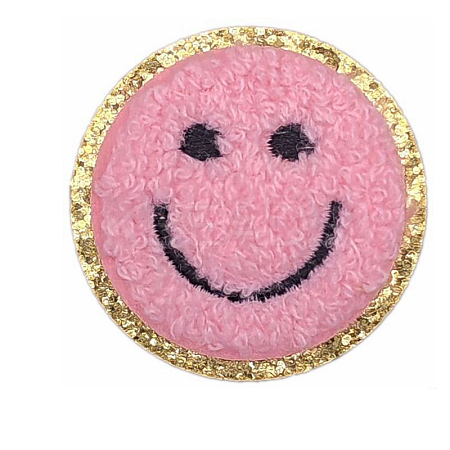 Flat Round with Smiling Face Computerized Towel Embroidery Cloth Iron on/Sew on Patches SMFA-PW0001-54D-1