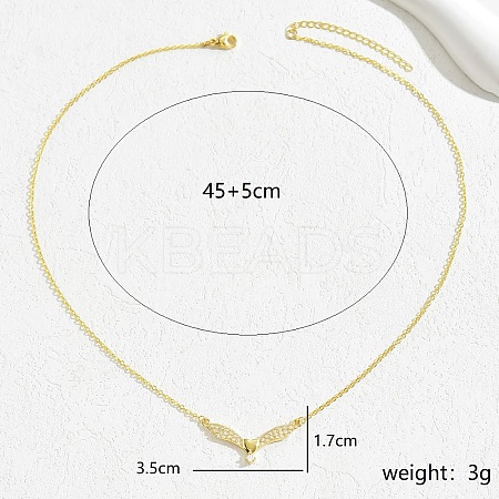 Elegant 18K Gold Wing Pendant Necklace with Zircon for Women RA4545-1