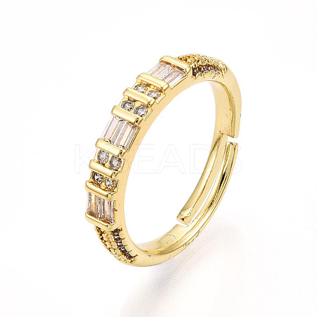 Brass Micro Pave Clear Cubic Zirconia Cuff Rings for Women KK-T070-116-1