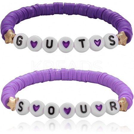 New Purple Soft Ceramic Letter Bracelet UA6980-1-1