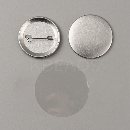 Flat Round Iron Badge Button Parts DIY-WH0297-15D-1