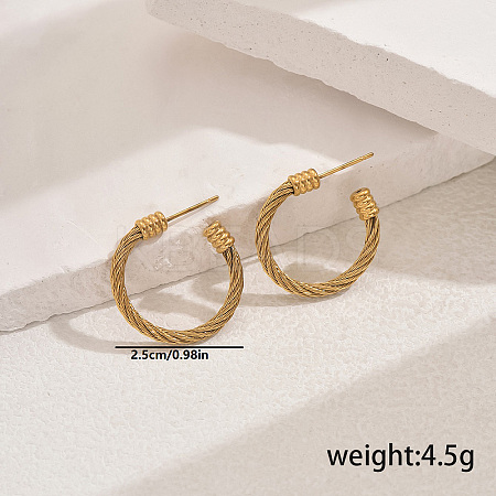 Stylish 201 Stainless Steel Twisted C-shaped Stud Earrings for Women's Daily Wear NT3408-1-1