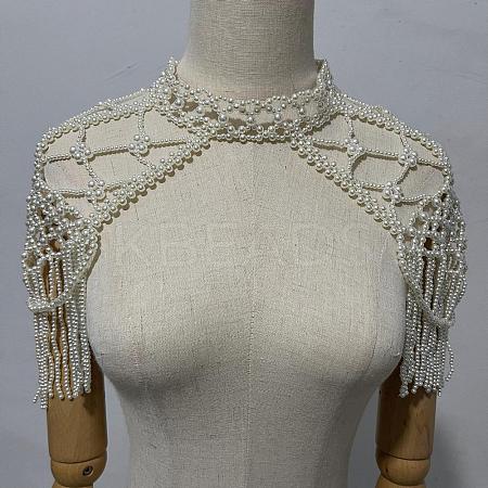 Plastic Imitation Pearl Round Beaded Tassel Bridal Shoulder Arm Chains FS-WGD7178-01-1