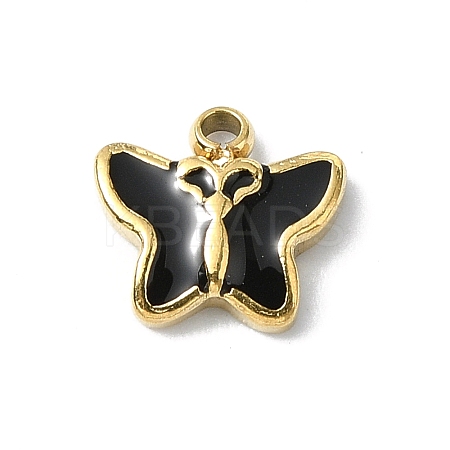 304 Stainless Steel Black Enamel Charms STAS-L022-439G-01-1