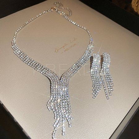 Brass Rhinestone Tassels Jewerly Sets WGFAAA4-02-1