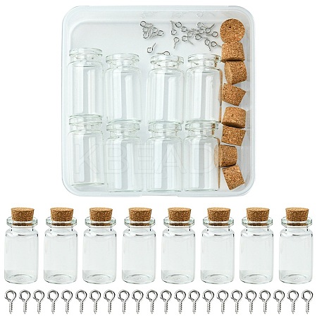 8Pcs Glass Jar Glass Bottles with Cork Stopper AJEW-FS0001-10-1