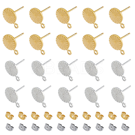 20 Pairs 2 Colors 304 Stainless Steel Stud Earring Findings STAS-HY0001-44-1