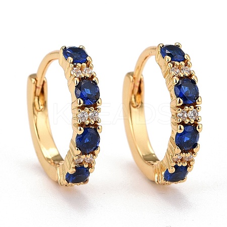 Real 18K Gold Plated Brass Cubic Zirconia Huggie Hoop Earrings EJEW-C012-08B-1