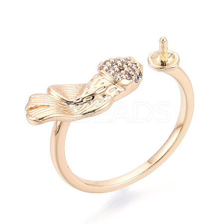Fish Brass Micro Pave Clear Cubic Zirconia Cuff Ring Settings KK-T076-52G-1