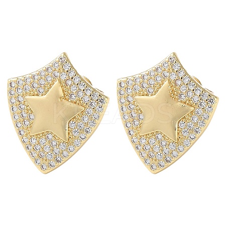 Rack Plating Brass Micro Pave Cubic Zirconia Stud Earrings EJEW-M230-15G-1