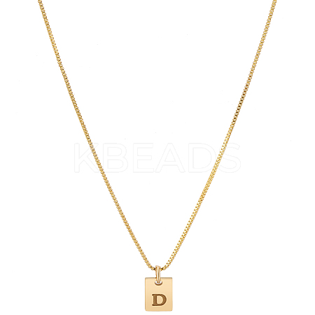 1Pc Stainless Steel Letter Rectangle Pendant Necklaces NJEW-LP0001-34D-G-1