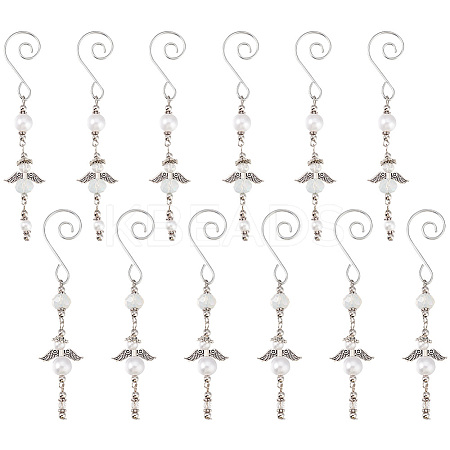12Pcs 2 Styles Angel Glass & Alloy Pendant Decoration HJEW-GO00047-1
